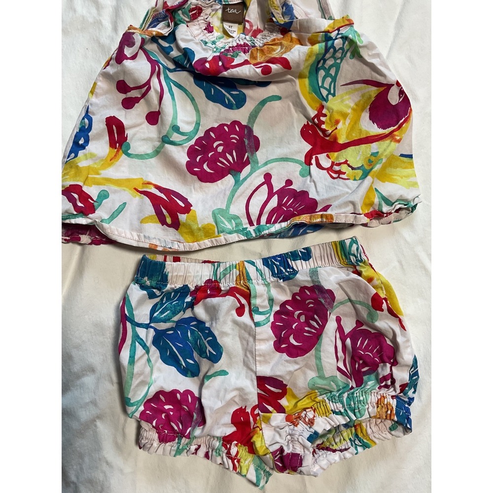 Tea Collection Girls 3T Floral Tank Top and Bloomers Set Multicolor Cotton - Picture 3 of 3
